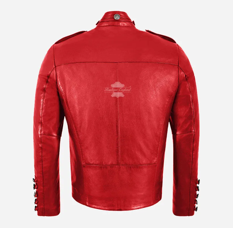 MILITARY PARADE Men's Studded Leather Jacket Classic Fashion Jacket