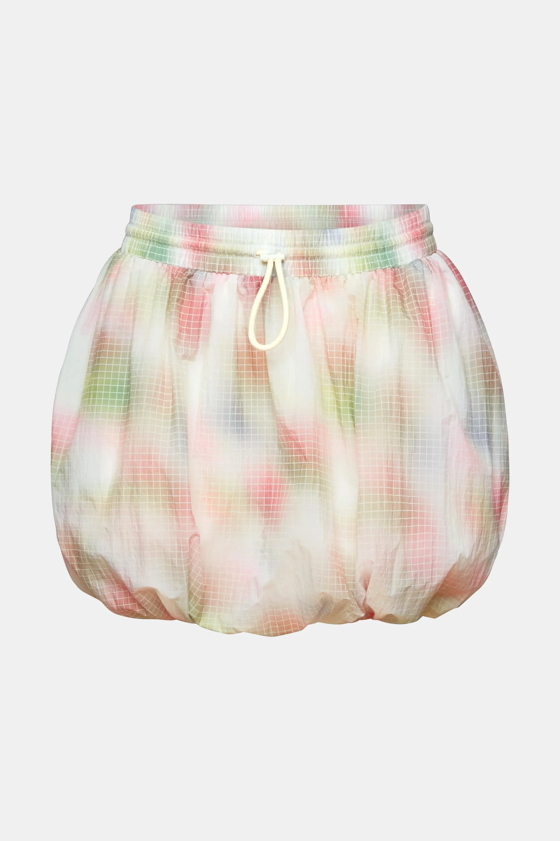 Minifalda estampada con bajo abullonado