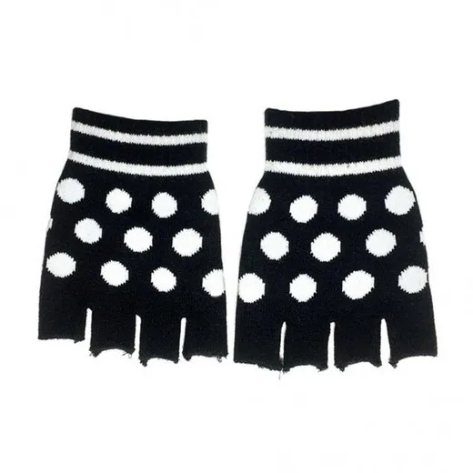 Mitones Negros con Topos Blancos