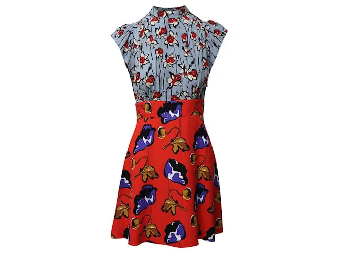 Miu Miu Minivestido floral Miumiu en seda multicolor Impresión de pitón 
