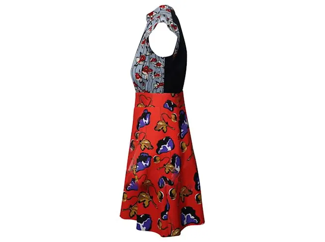 Miu Miu Minivestido floral Miumiu en seda multicolor Impresión de pitón 