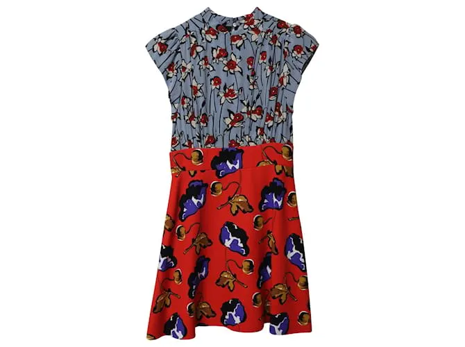 Miu Miu Minivestido floral Miumiu en seda multicolor Impresión de pitón 