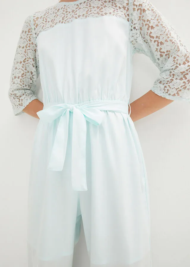 Mono con encaje para niñas Menta pastel