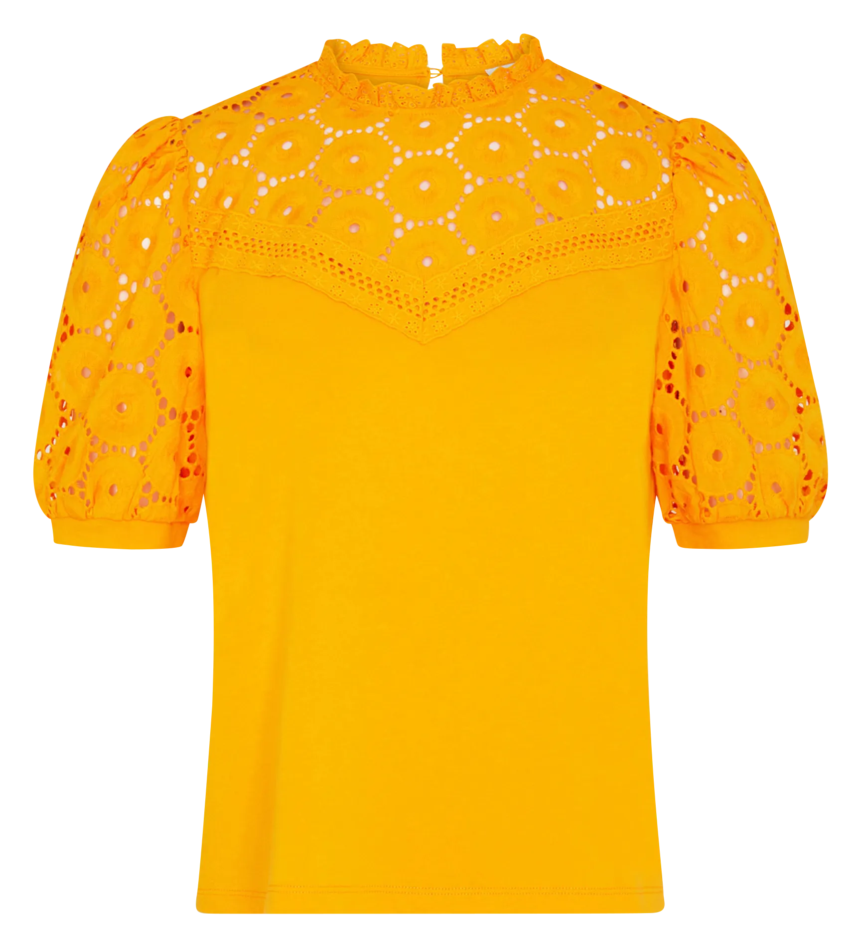 MORGAN DULIE  TOP DE ALGODóN BORDADO CON CUELLO ALTO EN NARANJA