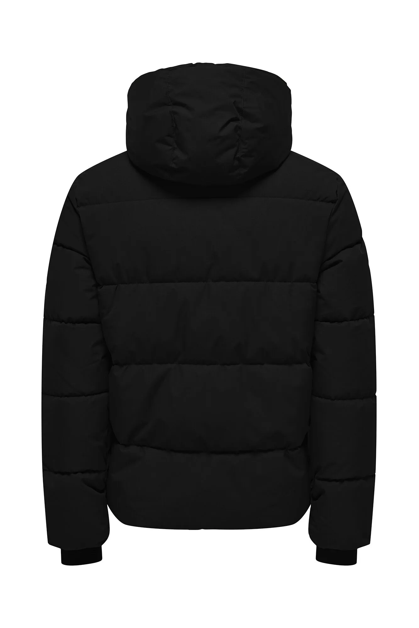 Only & Sons Abrigo acolchado con capucha ajustable con cordón. Tiene bolsillos estilo canguro y bolsillos frontales a