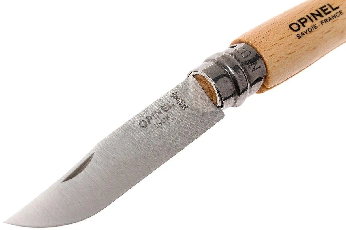 Opinel navaja No. 7 Classic, acero inoxidable, longitud de la cuchilla 8 cm