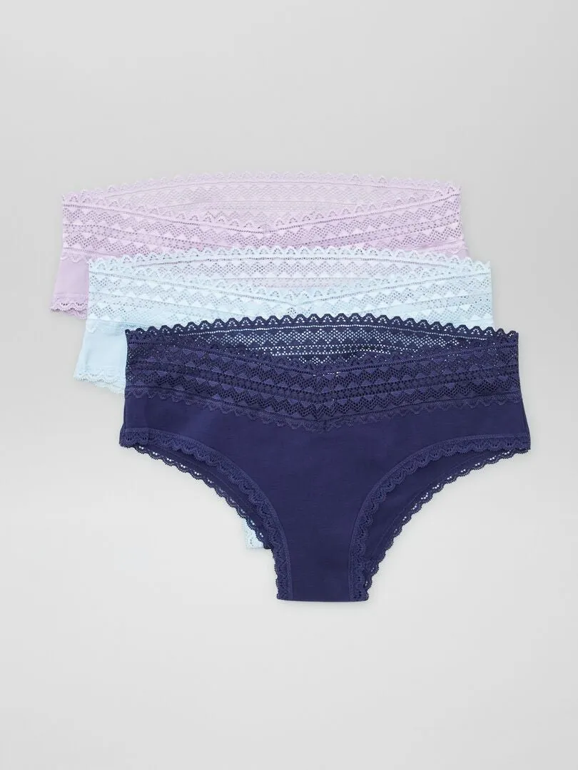 PACK DE 3 CULOTES CON ENCAJE  AZUL