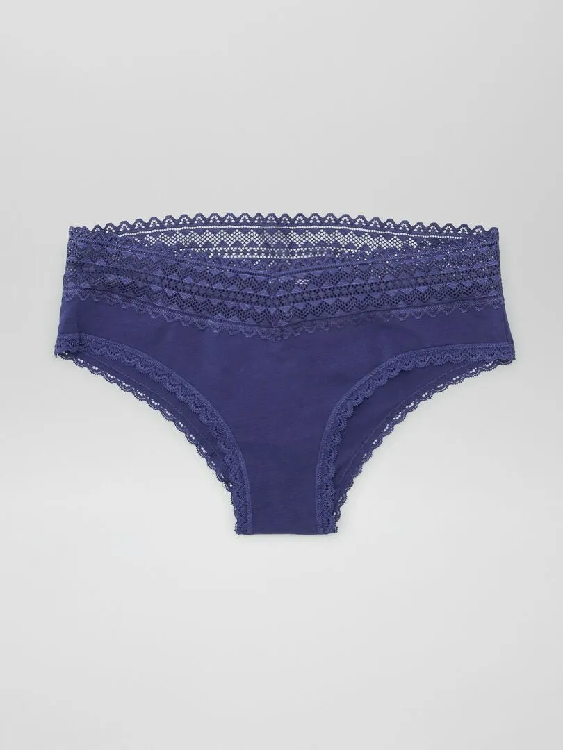 PACK DE 3 CULOTES CON ENCAJE  AZUL