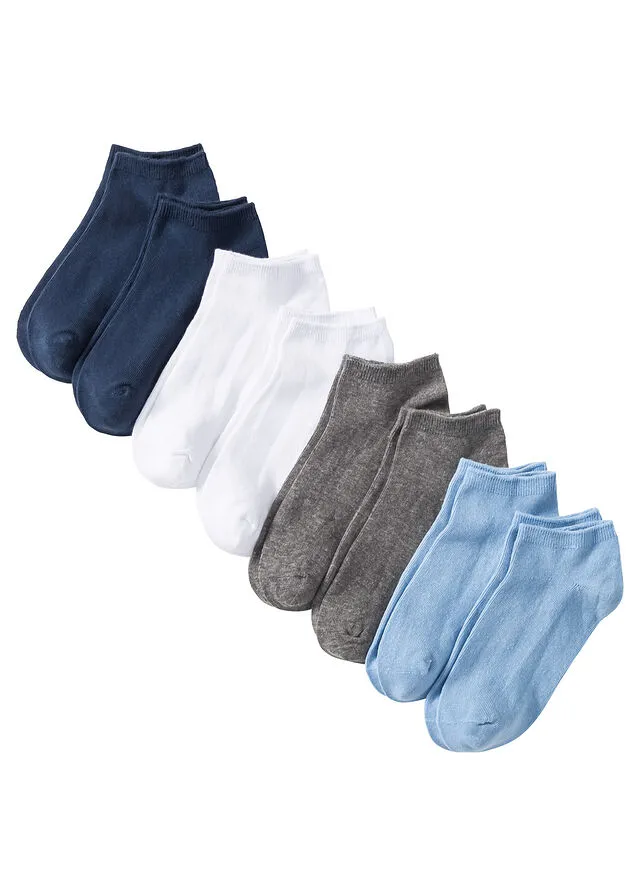 Pack de 8 pares de calcetines deportivos blanco / azul marino / gris moteado / azul glaciar