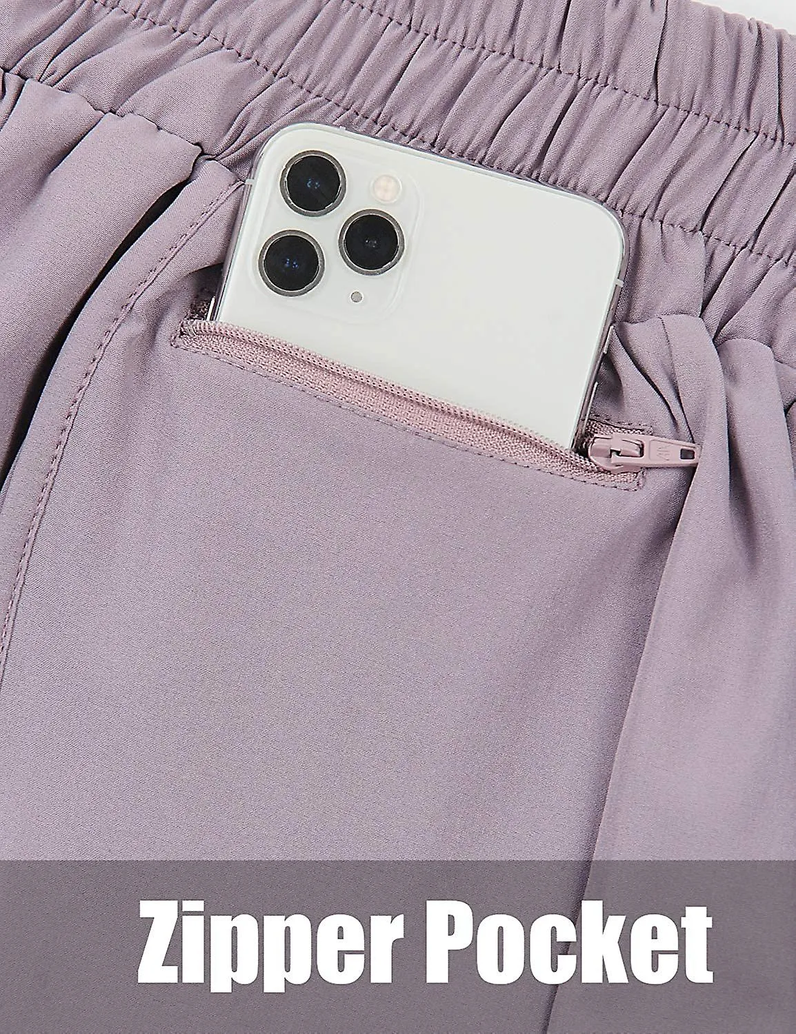 Pantalones cortos de carrera en seco rápido para mujeres pantalones cortos atléticos bolsillos con cremallera trasera