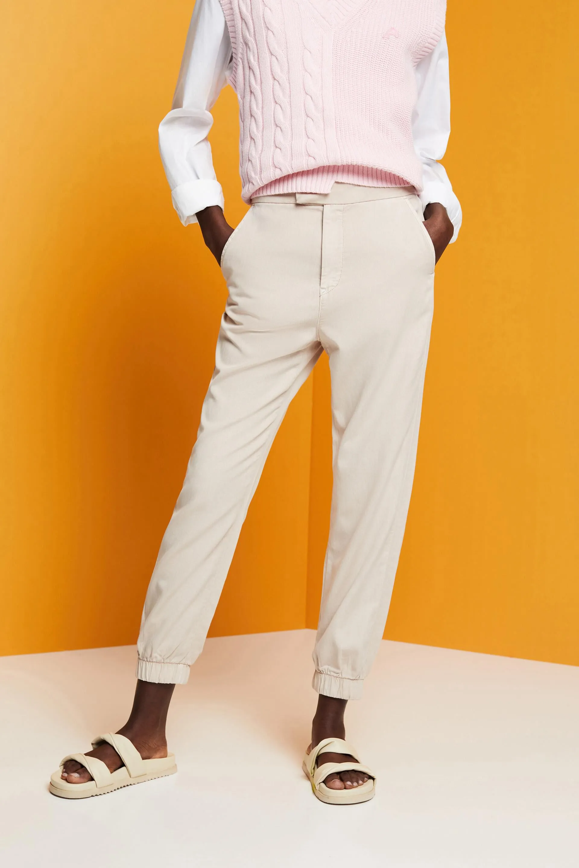 Pantalones de sarga deportivos de tiro alto