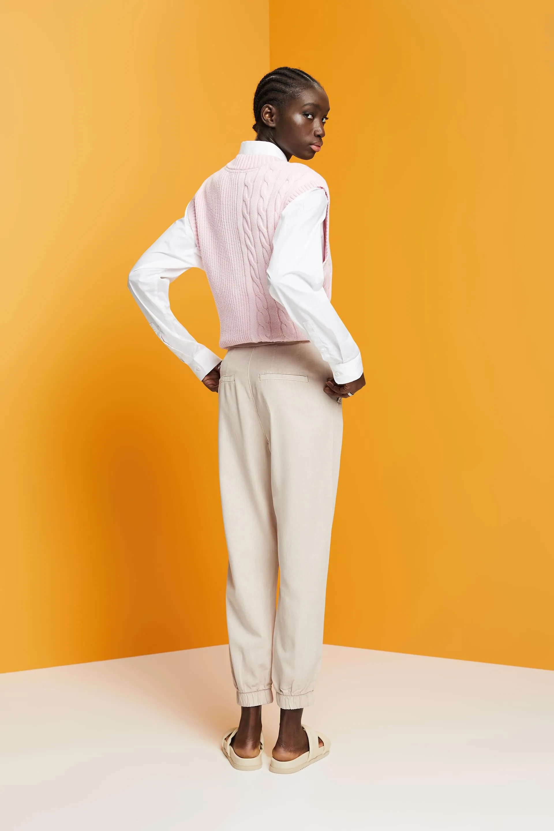 Pantalones de sarga deportivos de tiro alto