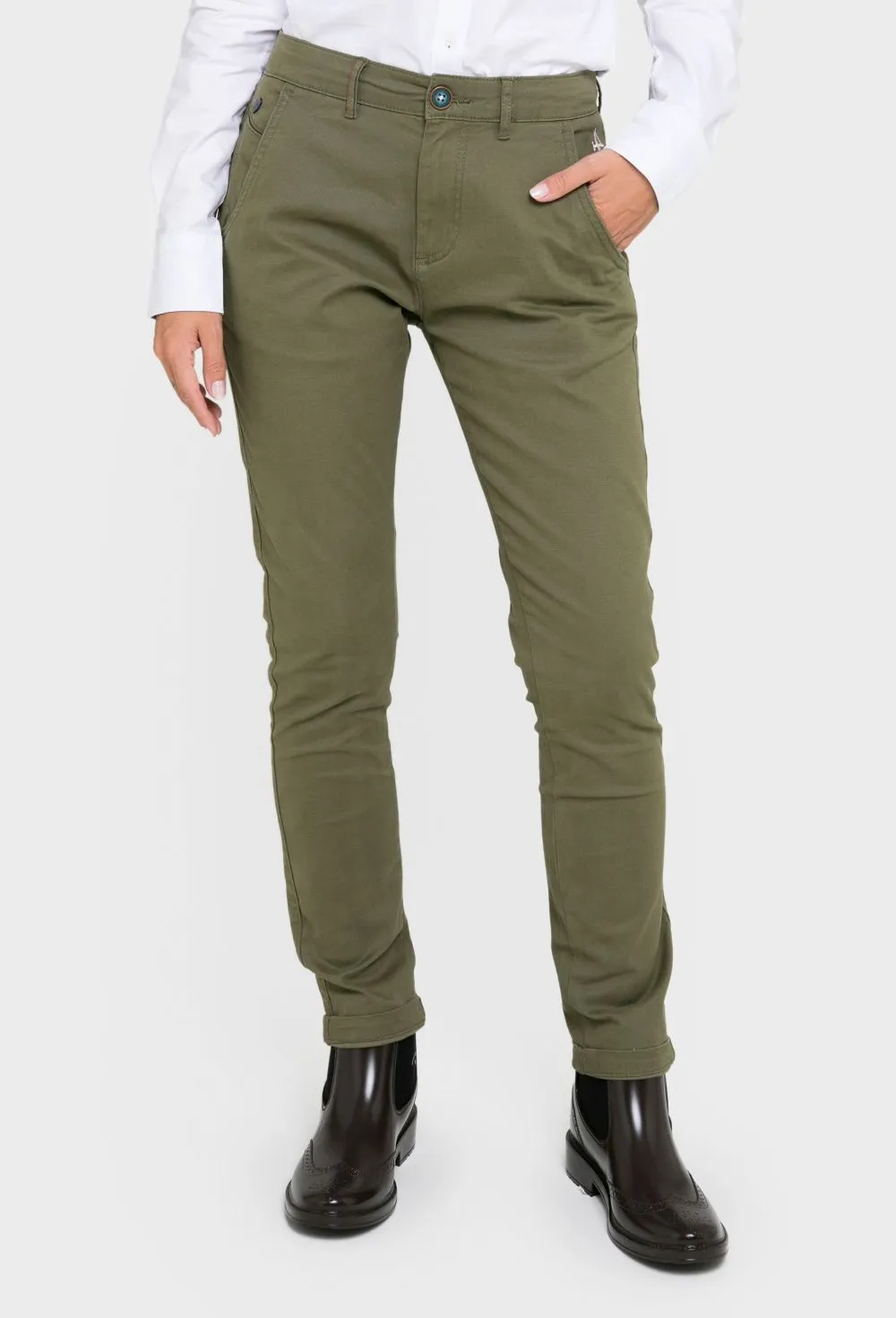 Pantalón chino mujer color kaki
