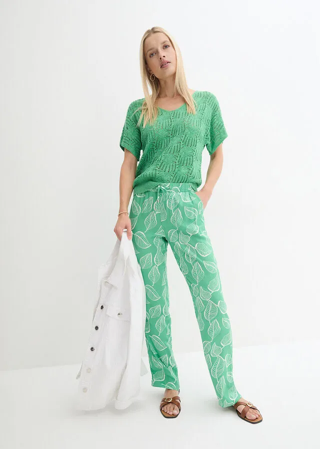 PANTALóN CON CINTURA ELáSTICA NEGROBLANCO ESTAMPADO