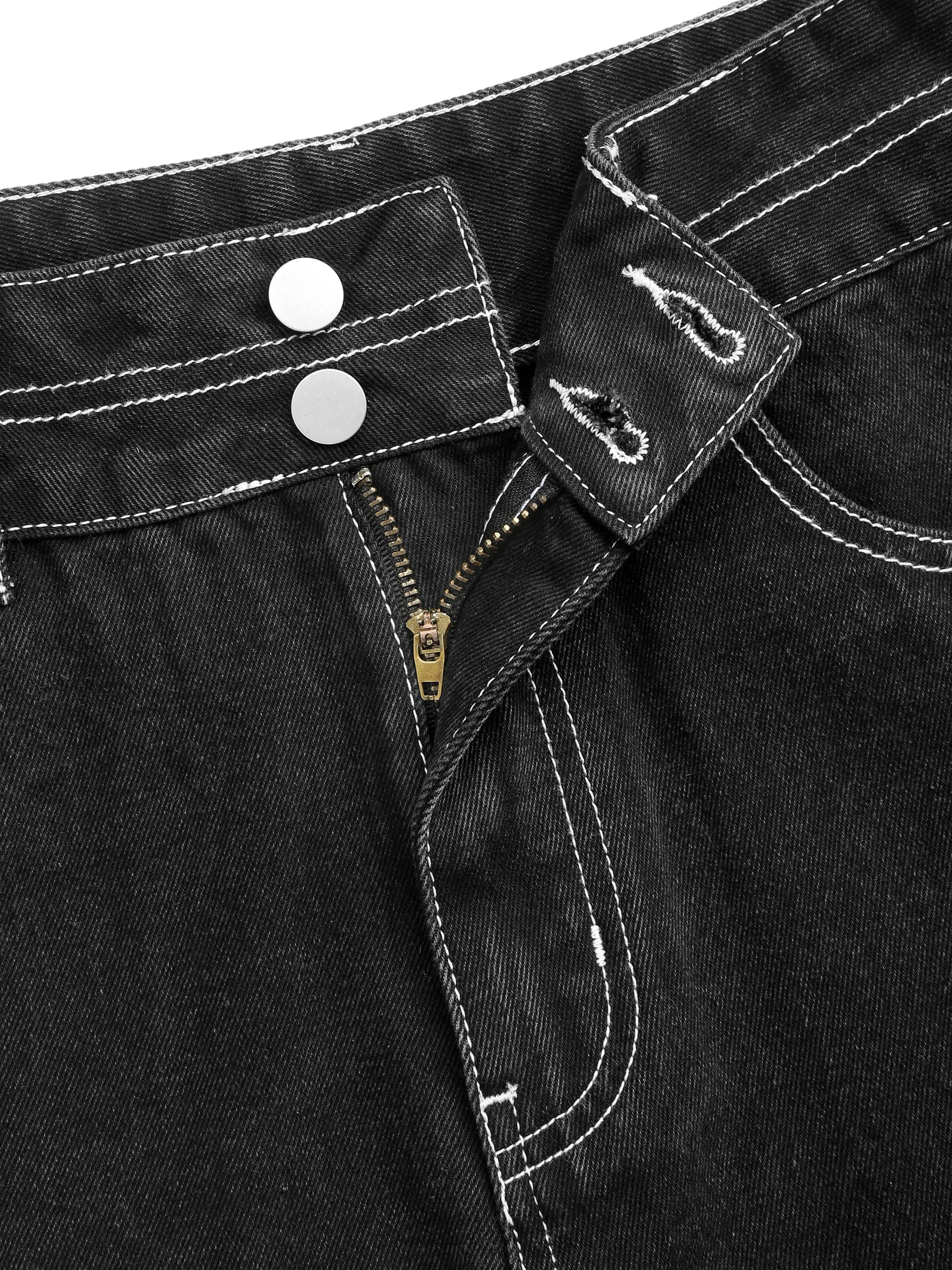  Pantalón Corto Vaquero con Botones y Costuras