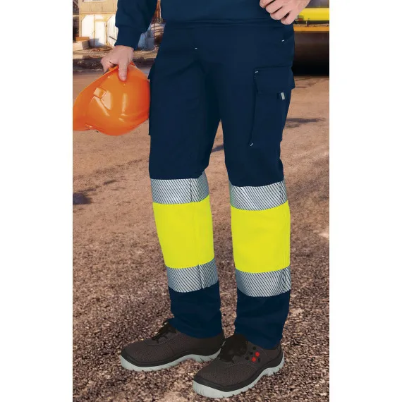Pantalón de alta visibilidad azul con bolsillos y cintas reflectantes segmentadas EN 20471, clase 1 VALENTO ESELL
