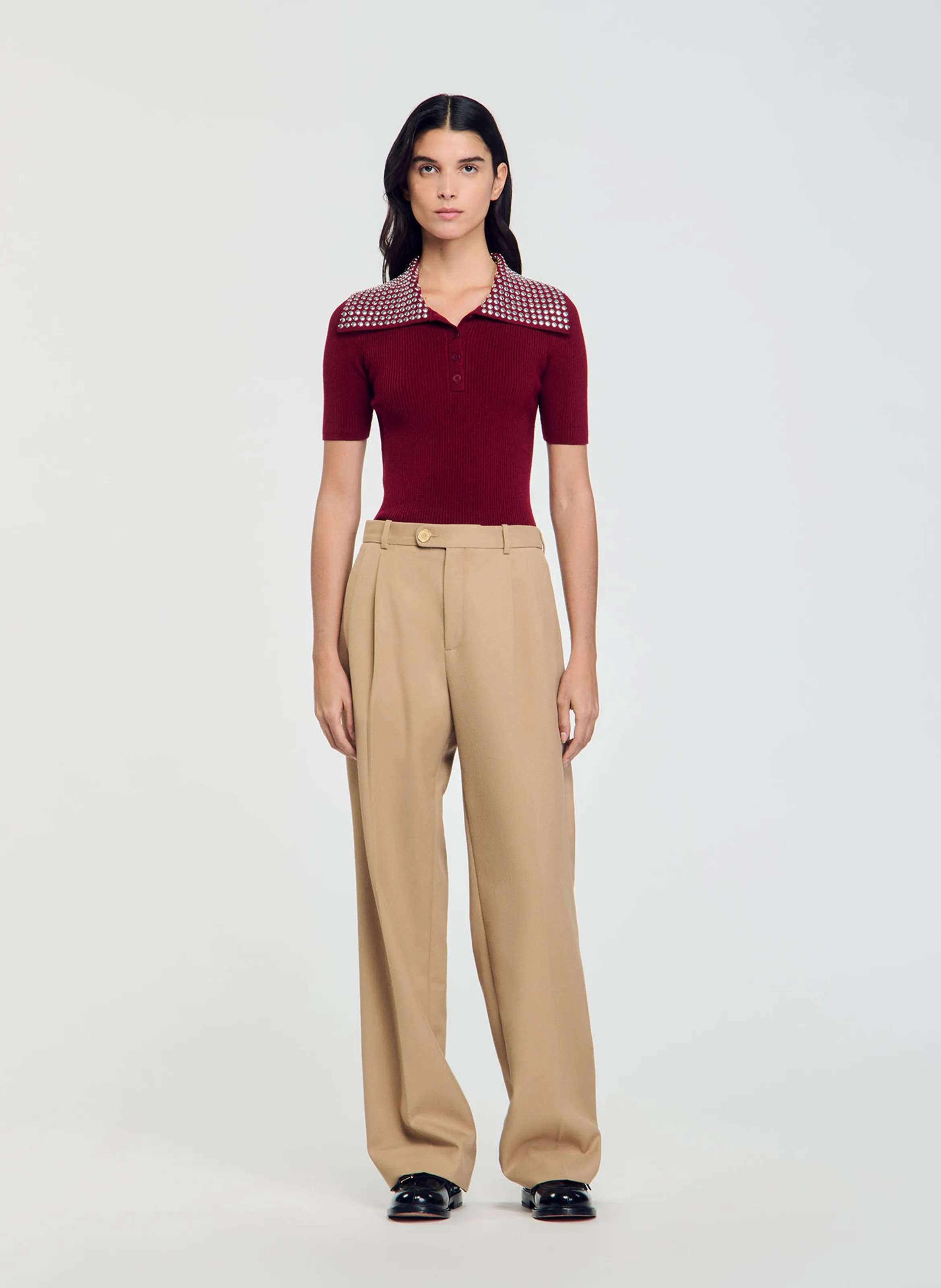 Pantalón de traje ancho en amarillo