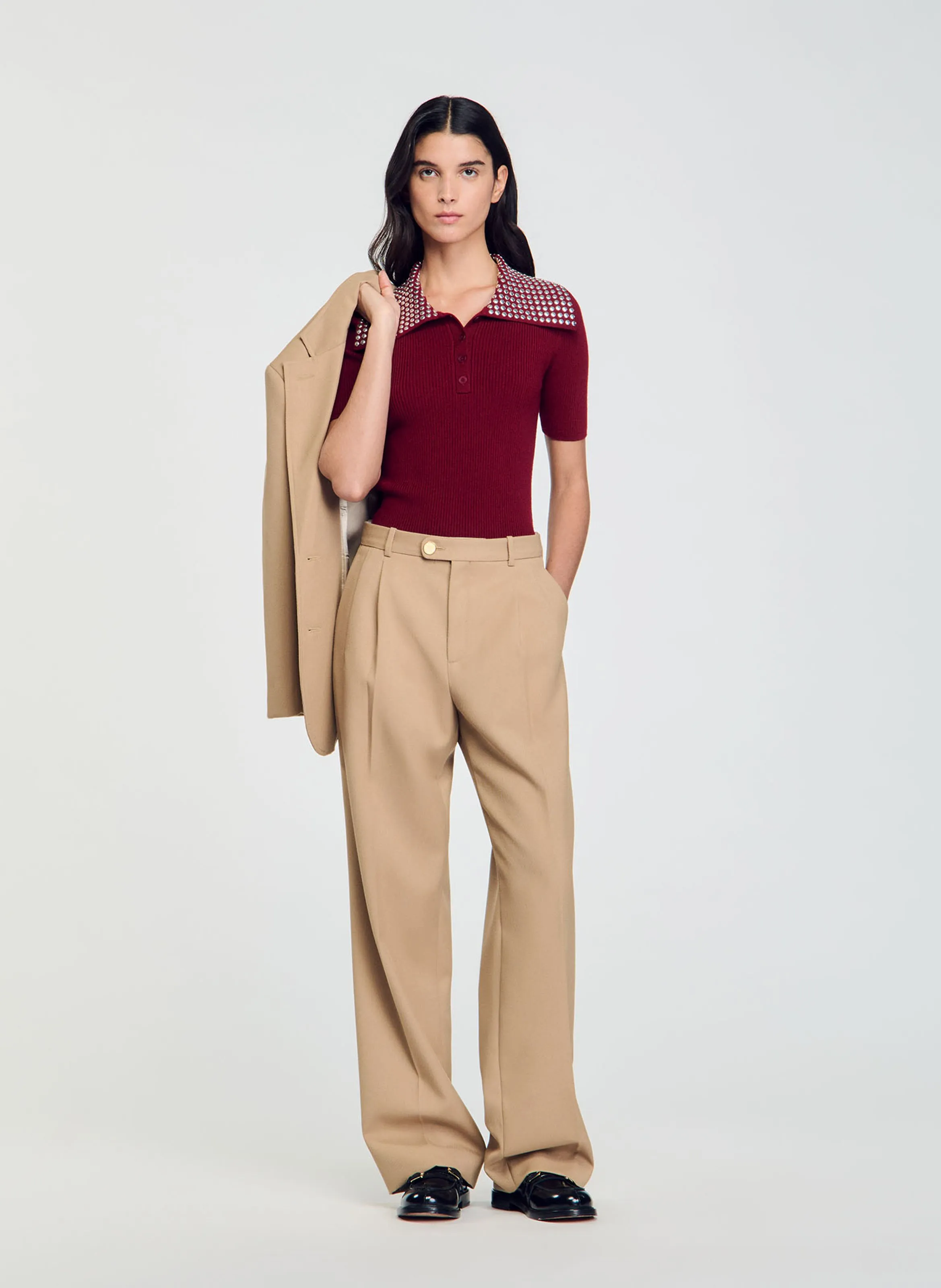 Pantalón de traje ancho en amarillo
