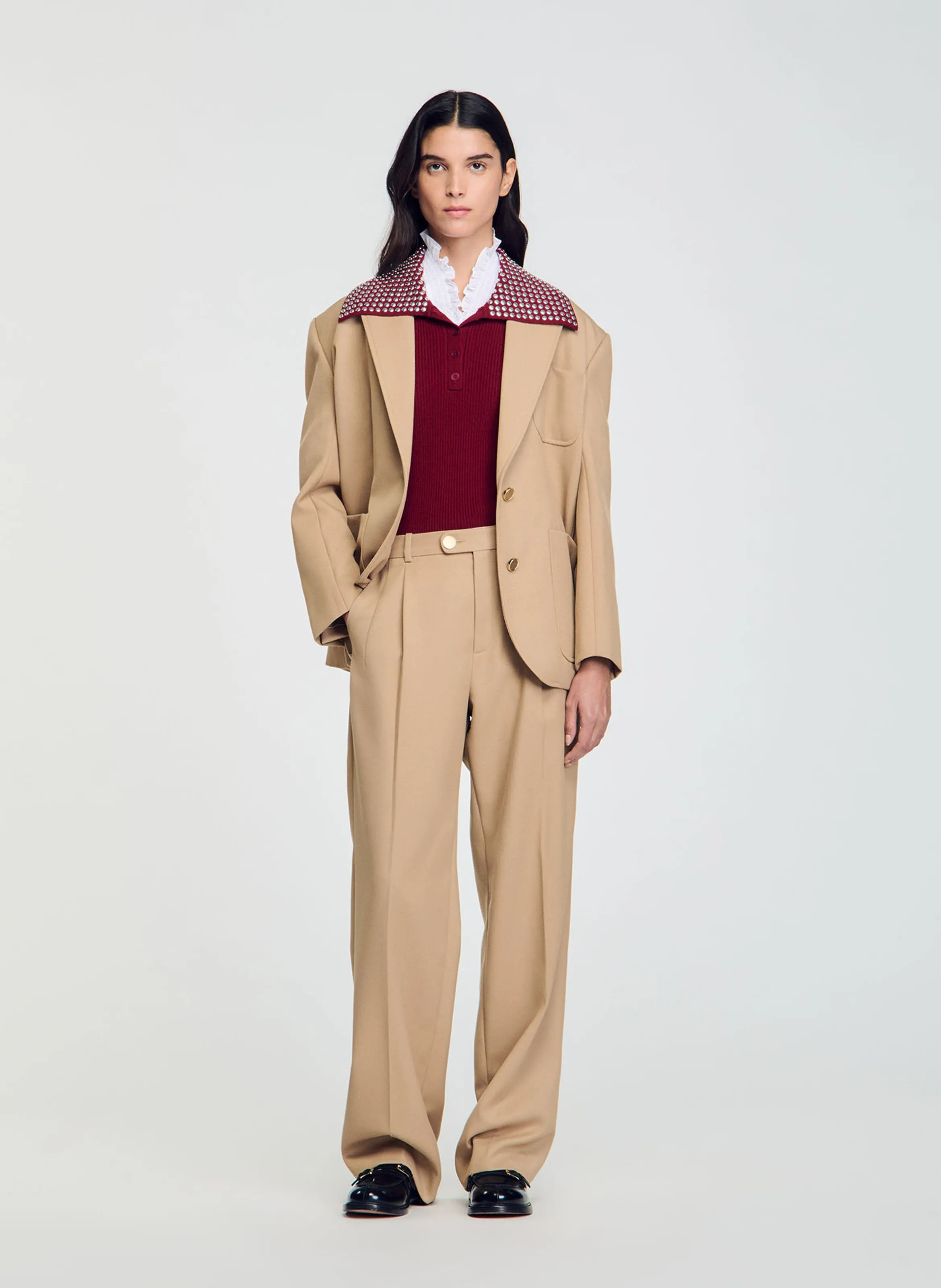 Pantalón de traje ancho en amarillo
