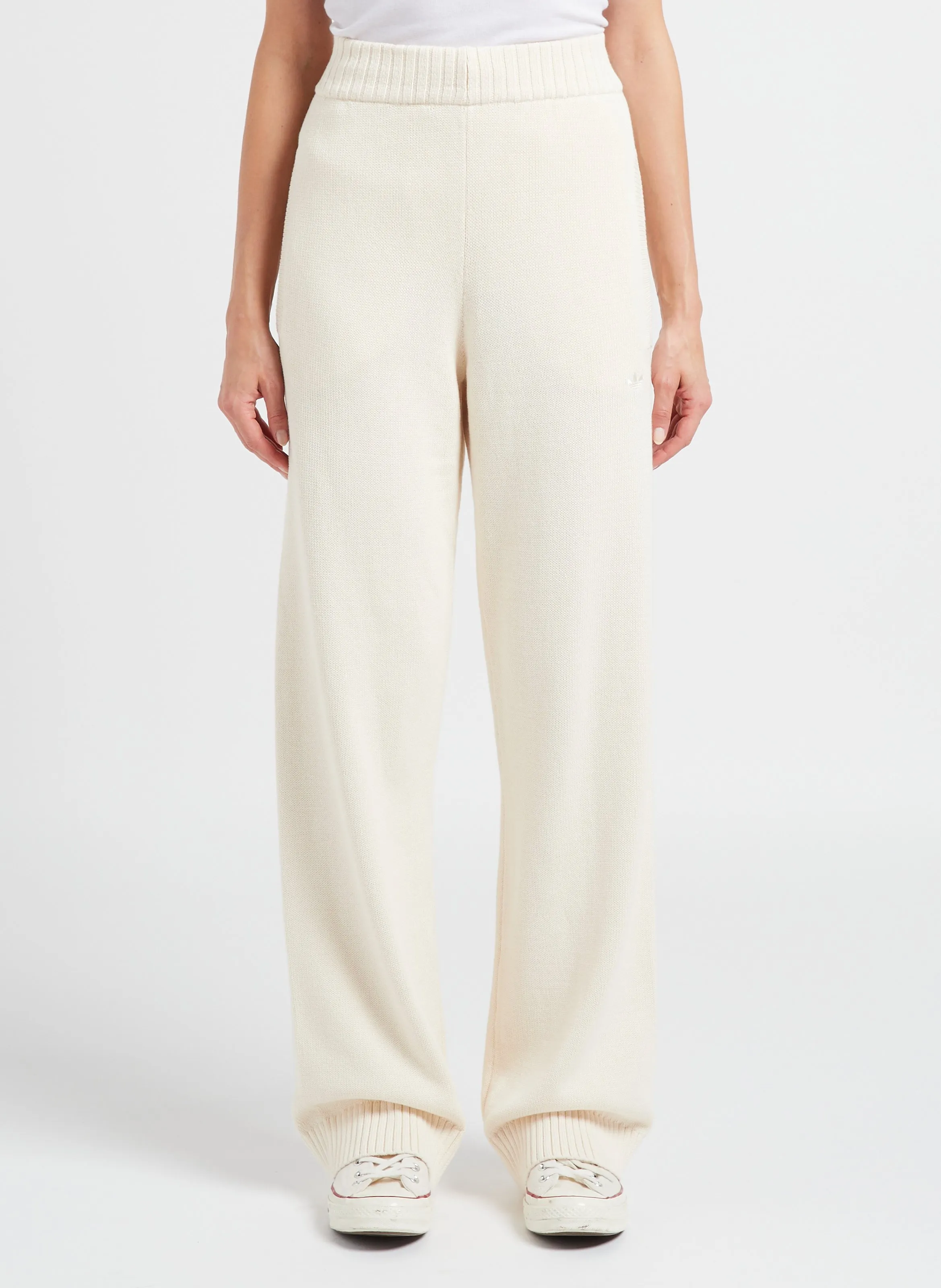 Pantalón recto de algodón en beige