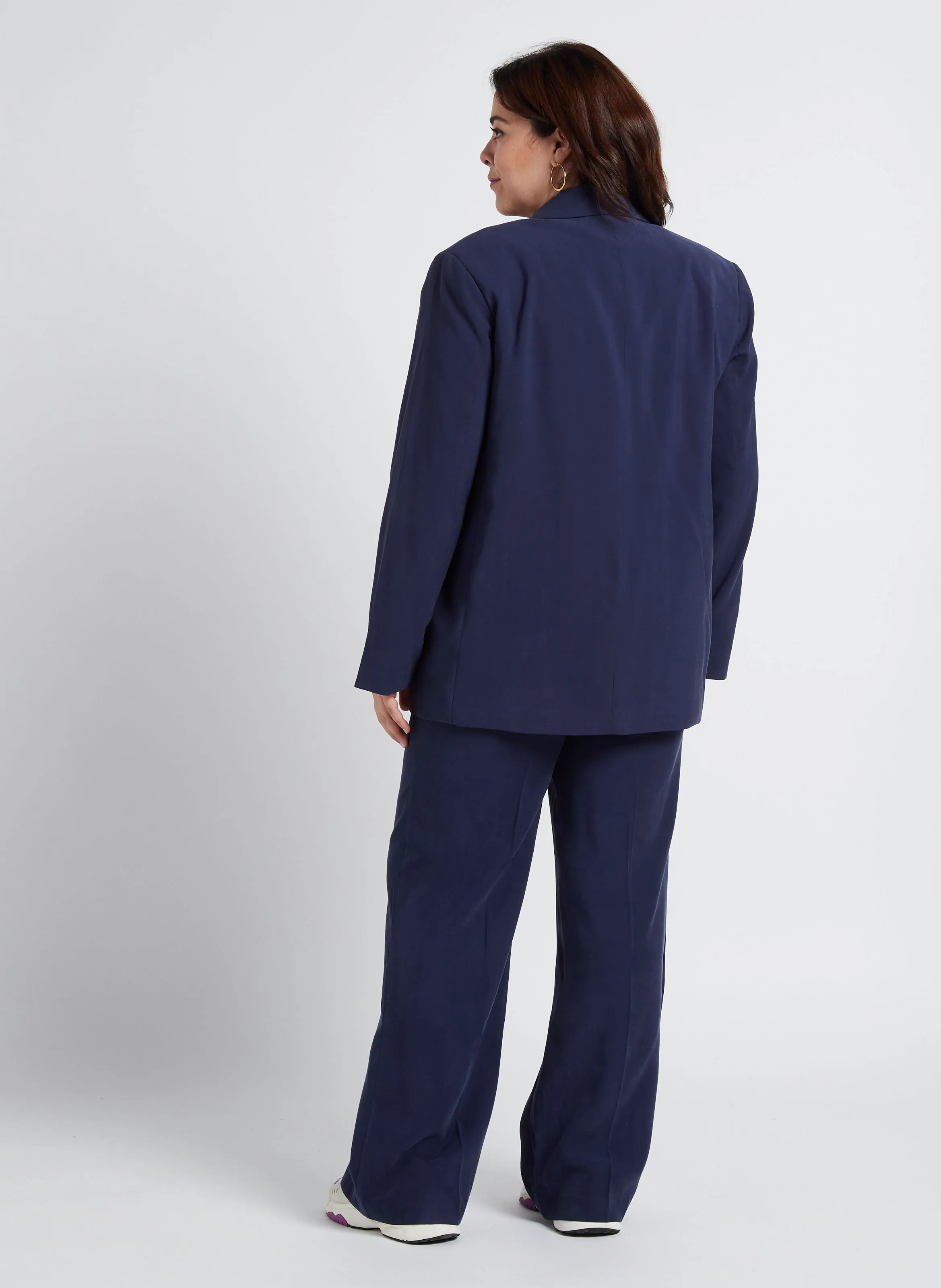 Pantalón recto vaporoso en azul