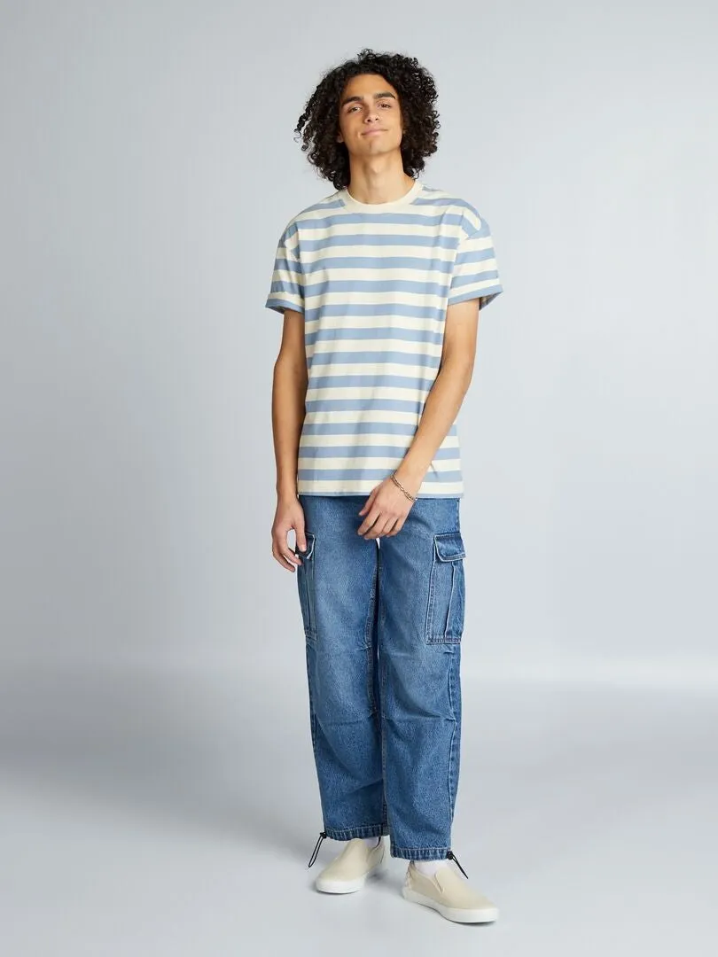 PANTALóN VAQUERO ANCHO MULTIBOLSILLOS  AZUL