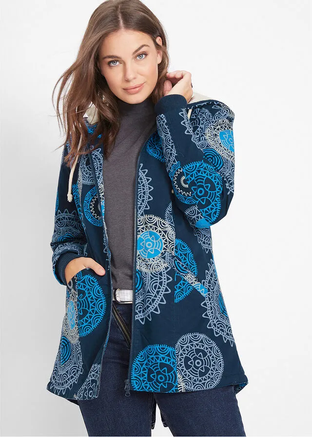 Parka de algodón estampada con capucha Azul oscuro estampado