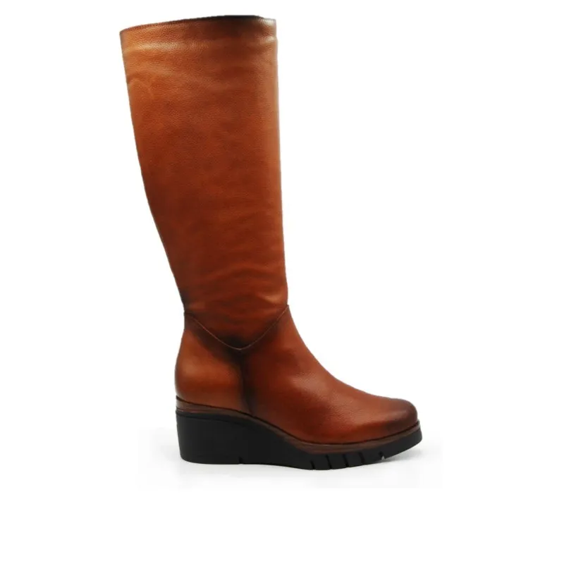 PAULA URBAN 101139 TEXAS NEGRO Y CUERO BOTA ALTA CUñA MUJER