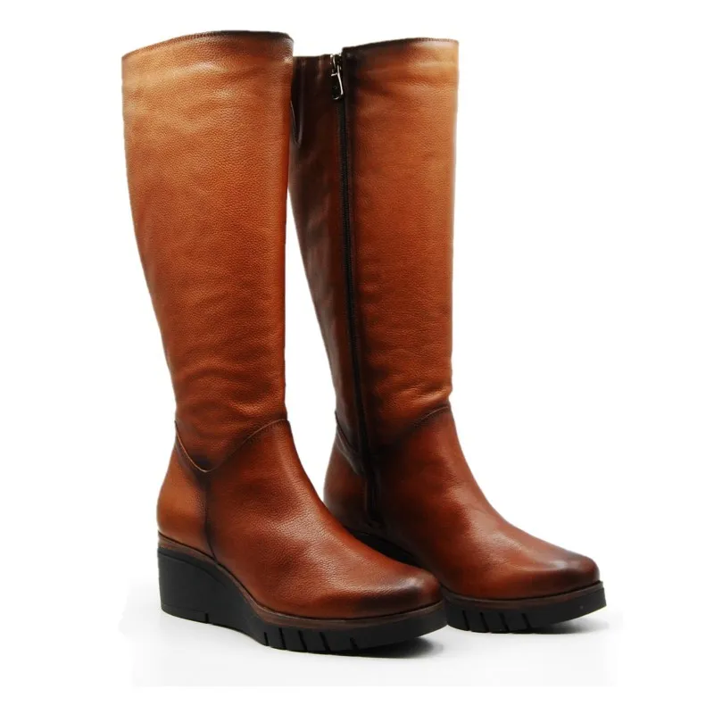 PAULA URBAN 101139 TEXAS NEGRO Y CUERO BOTA ALTA CUñA MUJER