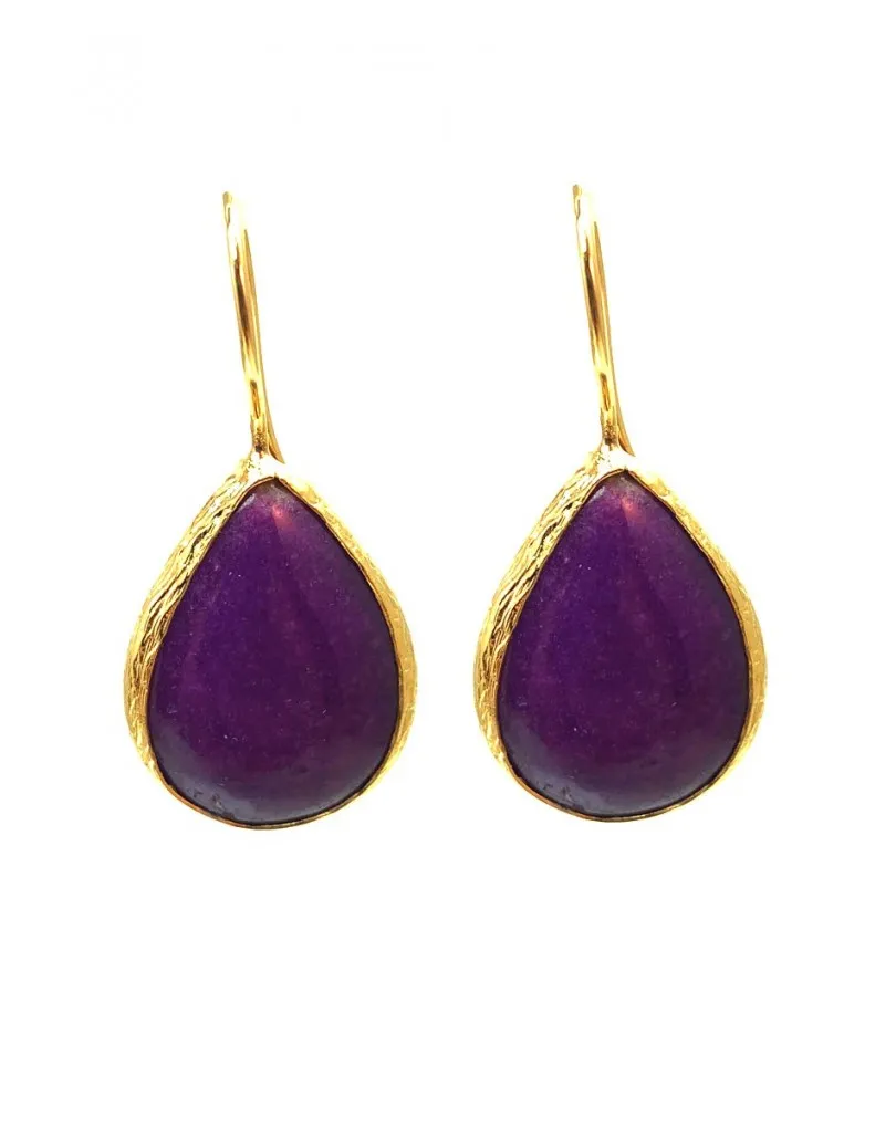 PENDIENTES DE BISUTERIA MORADOS CON LAGRIMA