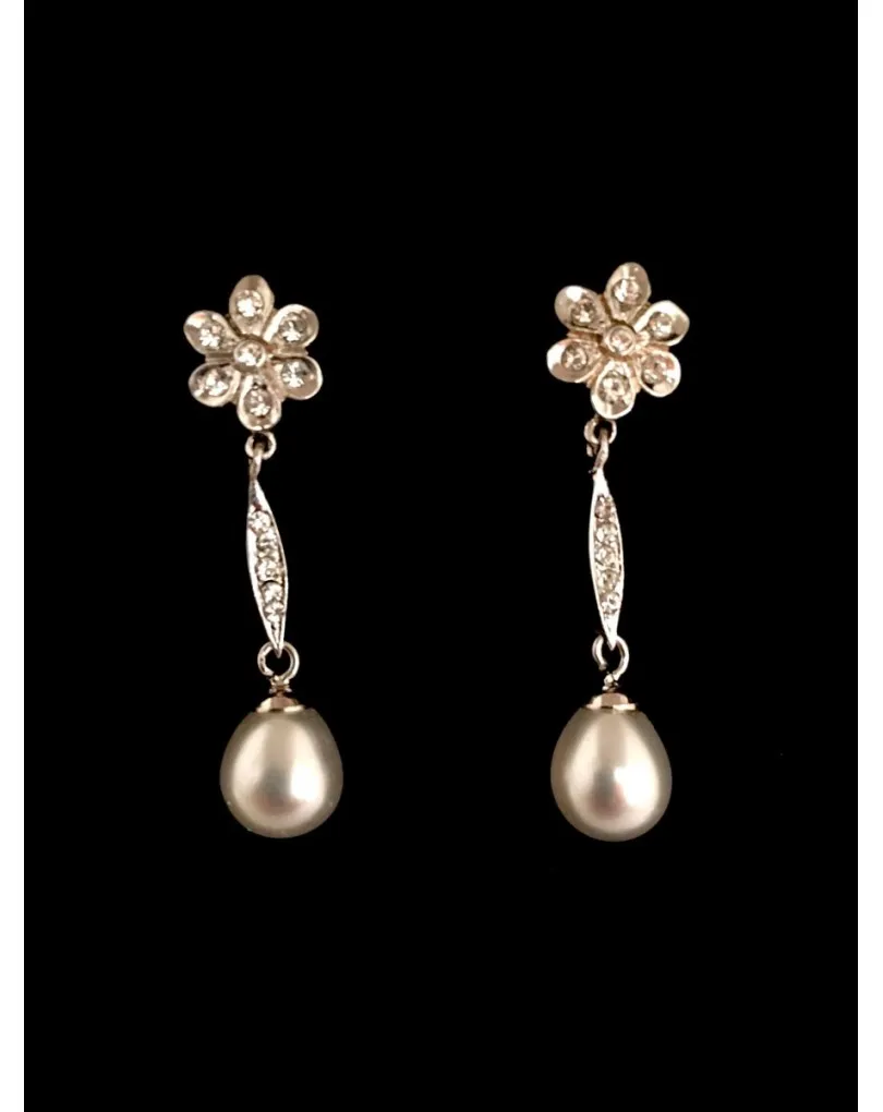 PENDIENTES DE NOVIA EN RODIO CON BAÑO DE ORO
