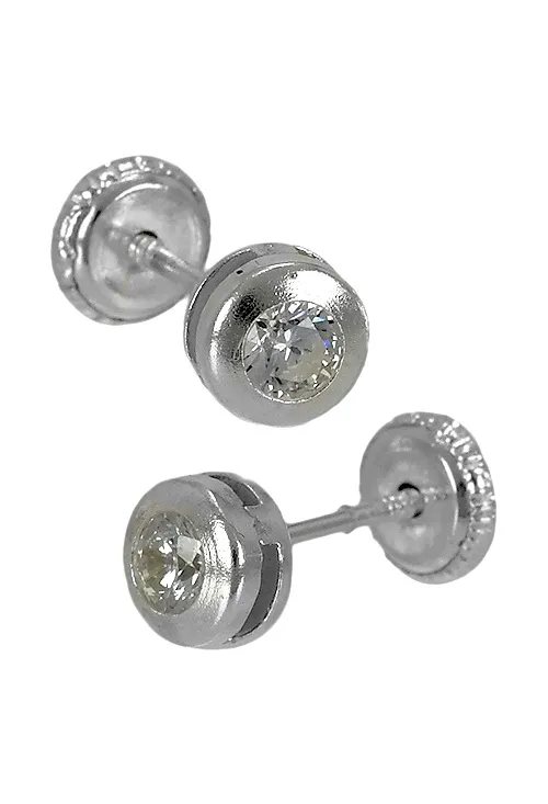 Pendientes de plata para niña chatón con circonita 030_2117PL