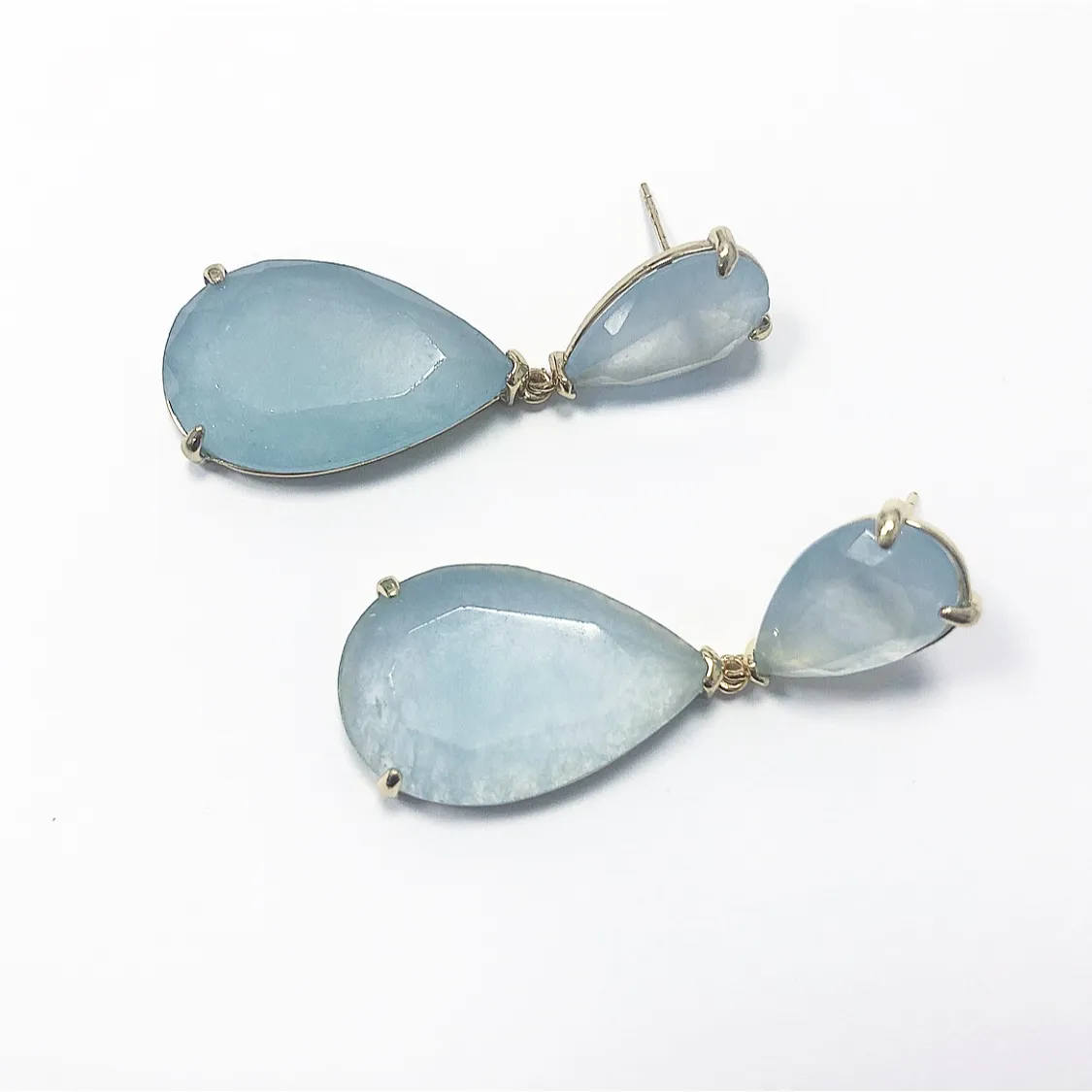 Pendientes Dorados con Jades azules