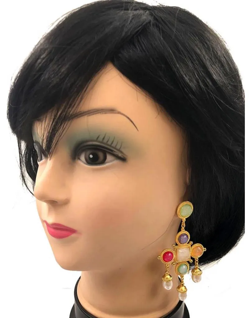 PENDIENTES LARGOS CON CRUZ DE PEDRERIA PARA ESTAR PERFECTA EN BODAS
