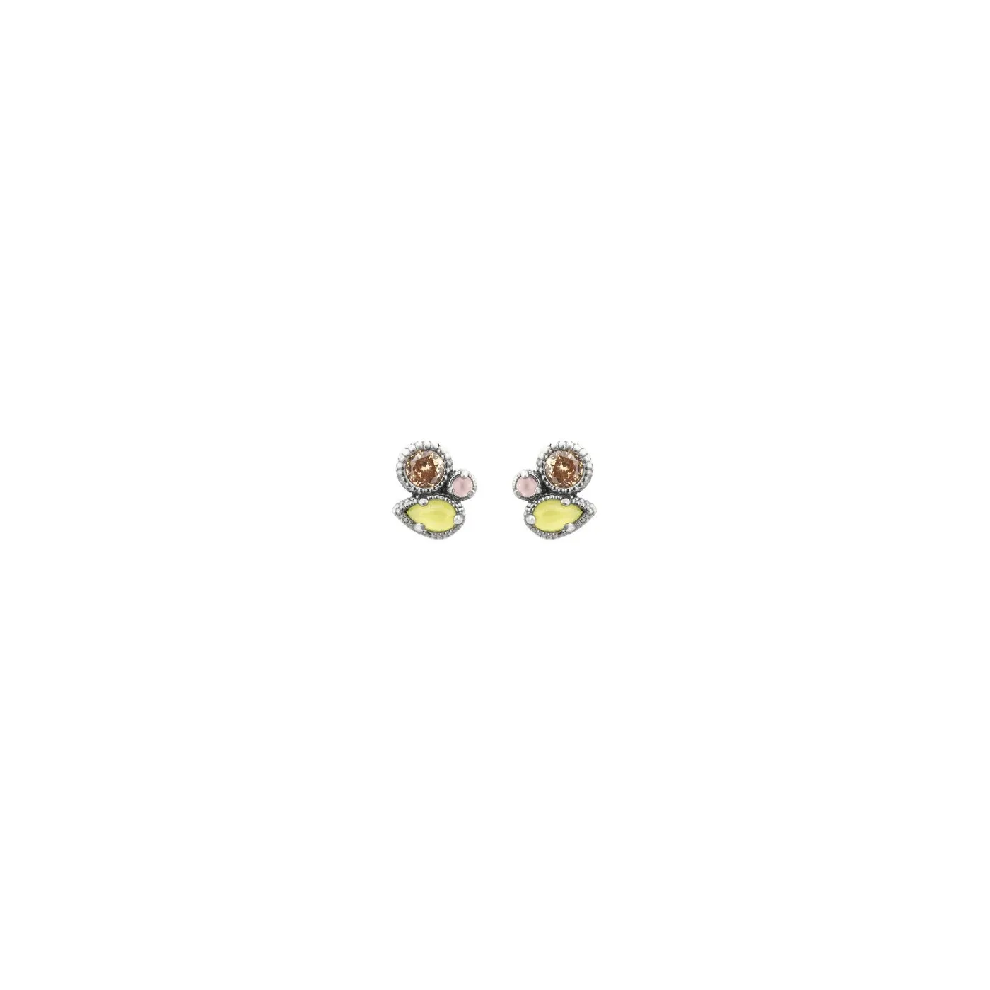 Pendientes Raive Ojo Gato Rosa y Verde y Circonitas P748