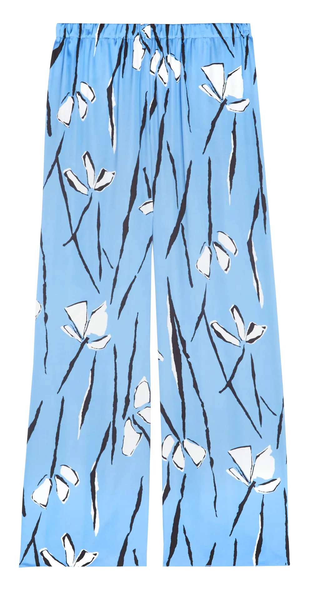 PERSONA BY MARINA RINALDI ALPACA  PANTALóN ANCHO SATINADO ESTAMPADO EN AZUL
