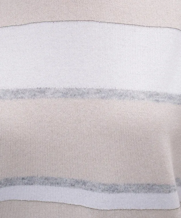 Peserico Beige wool, silk and cashmere sweater with monil chain