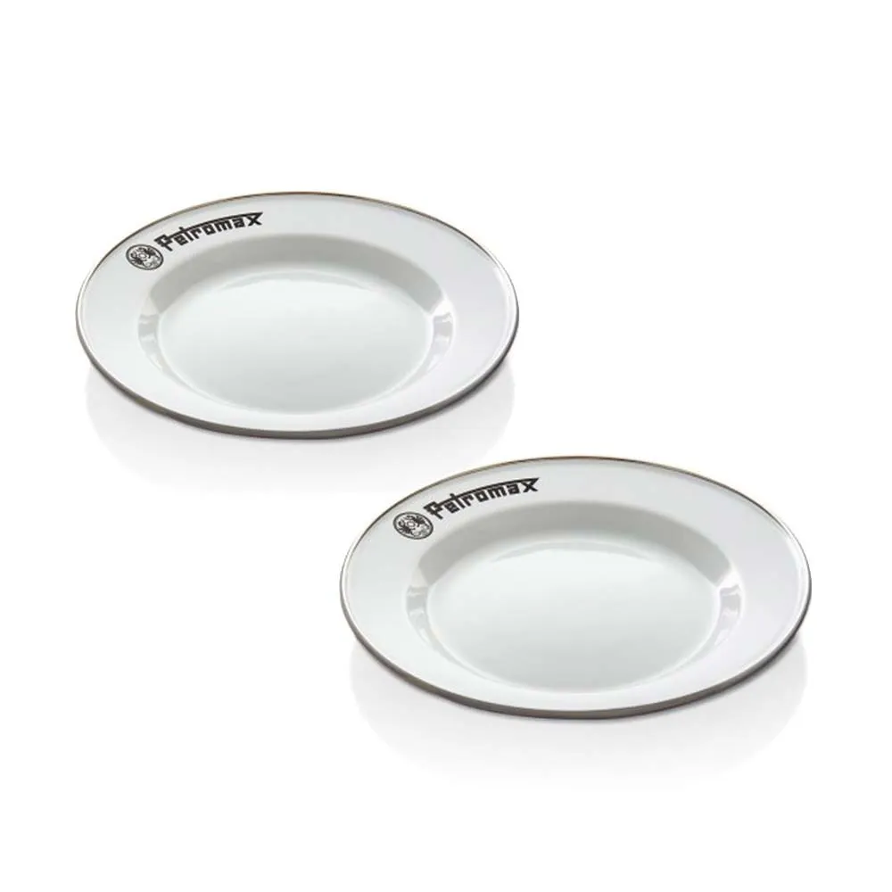 PETROMAX ENAMEL PLATE SET  PACK 2 PLATOS ESMALTADOS BLANCOS