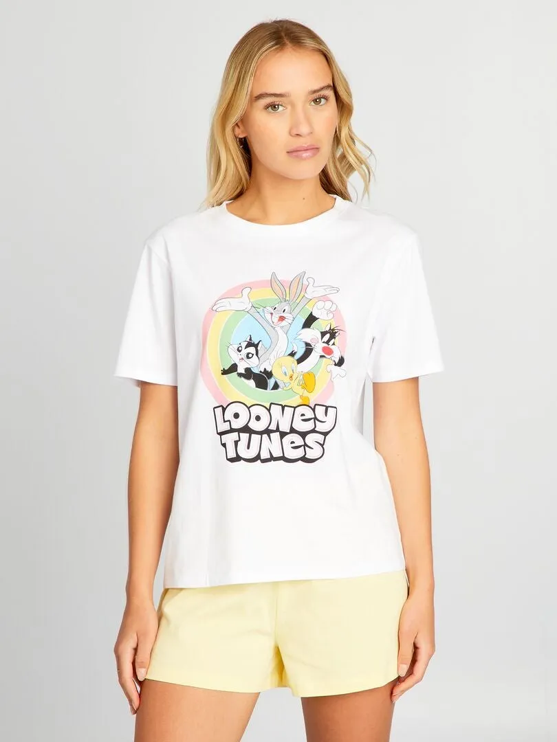 PIJAMA CORTO ESTAMPADO 'LOONEY TUNES'  2 PIEZAS  AMARILLO