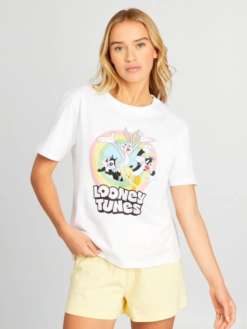 PIJAMA CORTO ESTAMPADO 'LOONEY TUNES'  2 PIEZAS  AMARILLO