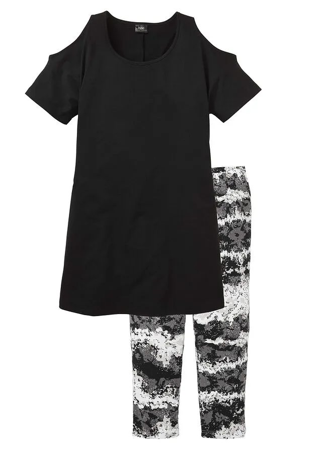Pijama cut out Negro estampado