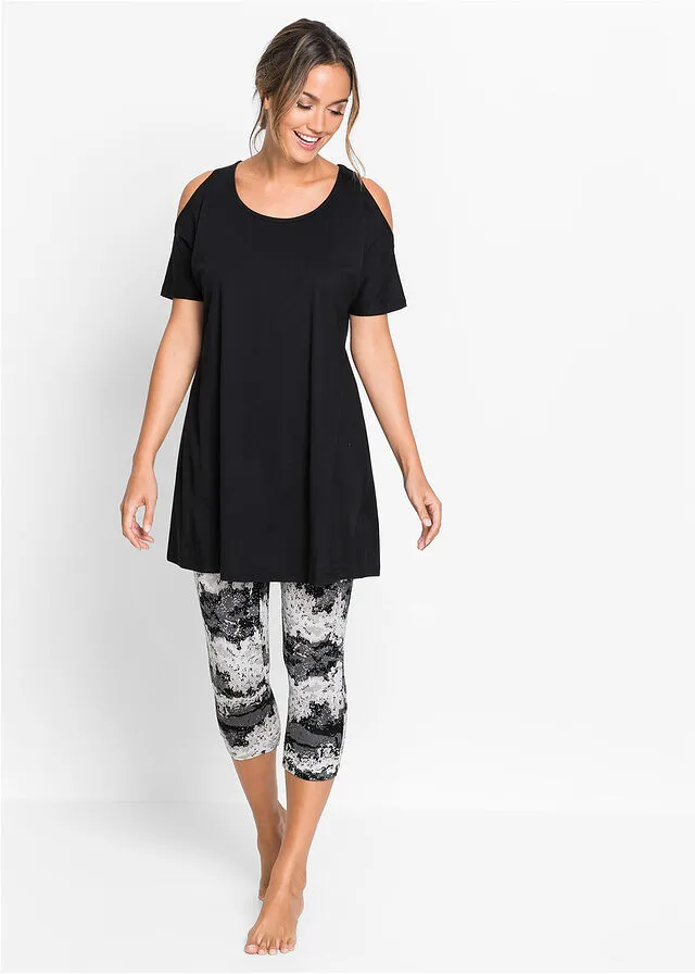 Pijama cut out Negro estampado