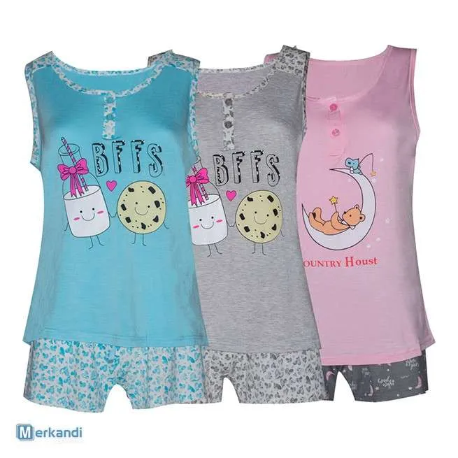 PIJAMA DE MUJER, 85% ALGODóN, 15% POLIéSTER  TALLAS: M, L, XL Y XXL  COLORES Y DIBUJOS SURTIDOS