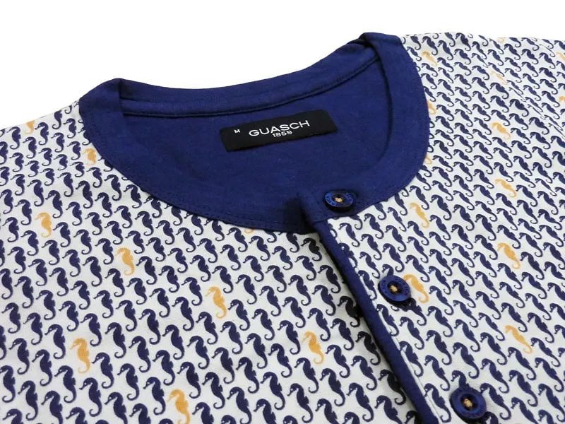Pijama Guasch de Algodón estampado con caballitos y tapeta con botones