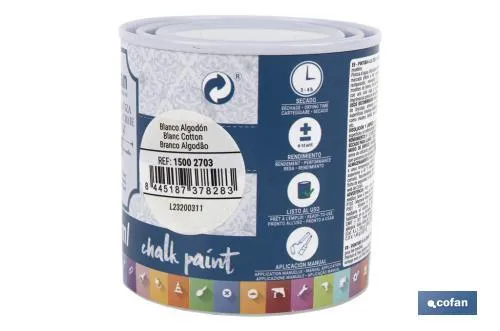 Pintura a la tiza chalk paint | Adecuada para restauración y decoración de muebles | Diferentes capacidades | Varios colores