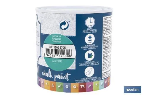 Pintura a la tiza chalk paint | Adecuada para restauración y decoración de muebles | Diferentes capacidades | Varios colores