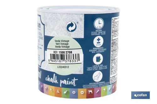 Pintura a la tiza chalk paint | Adecuada para restauración y decoración de muebles | Diferentes capacidades | Varios colores