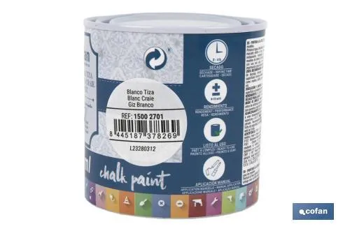 Pintura a la tiza chalk paint | Adecuada para restauración y decoración de muebles | Diferentes capacidades | Varios colores