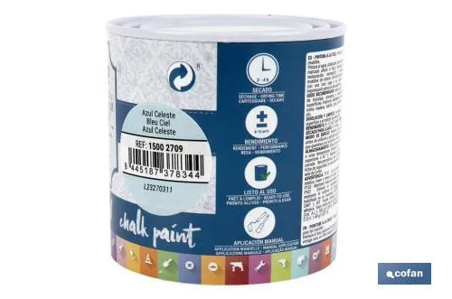 Pintura a la tiza chalk paint | Adecuada para restauración y decoración de muebles | Diferentes capacidades | Varios colores