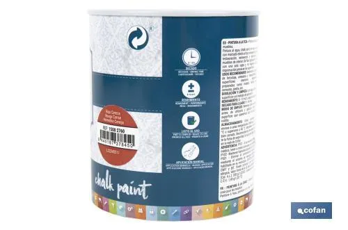 Pintura a la tiza chalk paint | Adecuada para restauración y decoración de muebles | Diferentes capacidades | Varios colores
